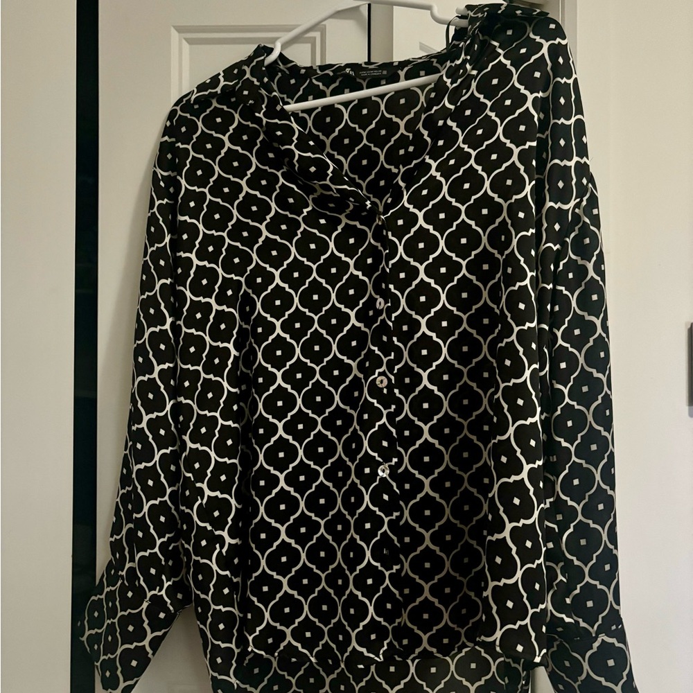 Zara Black and White Geometric Shirt